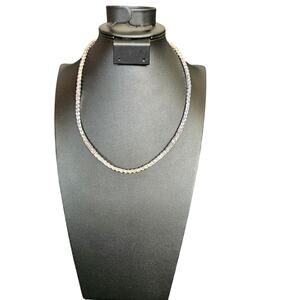 Sparkling Purple Rhinestone Tennis Necklace Silver Tone Classic Statement